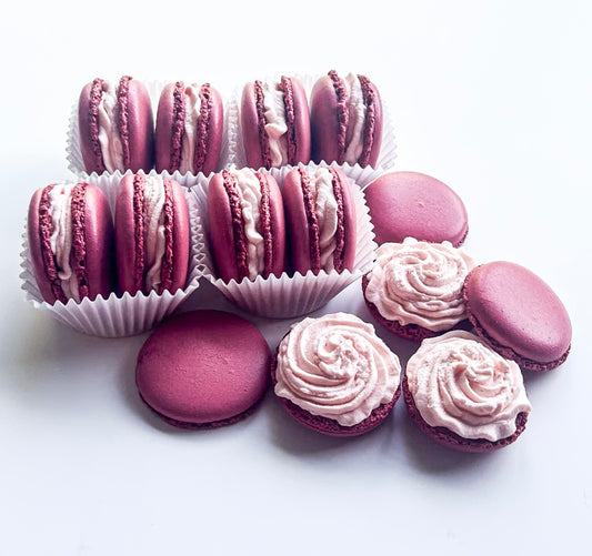 Raspberry Cream Macarons